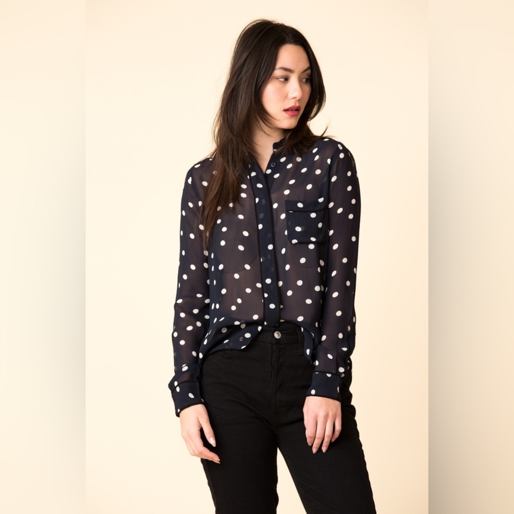 GANNI Polka Dot Button Down Shirt